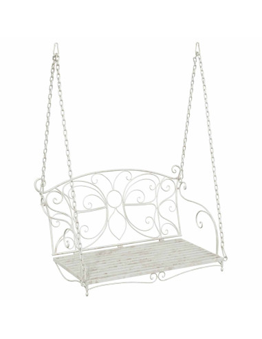 Panchina a Dondolo Acciaio 105,5 x 61 x 56 cm Bianco Antico