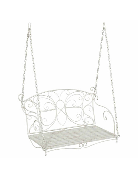 Panchina a Dondolo Acciaio 105,5 x 61 x 56 cm Bianco Antico