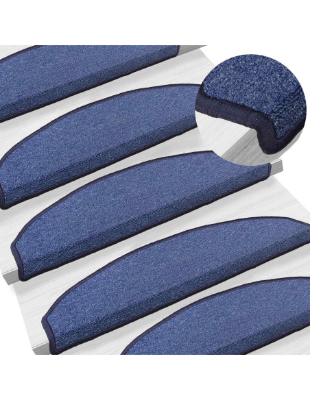Tappetini per scale autoadesivi 15 pcs Blu 80 x 24,5 x 3,5 cm
