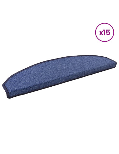 Tappetini per scale autoadesivi 15 pcs Blu 80 x 24,5 x 3,5 cm