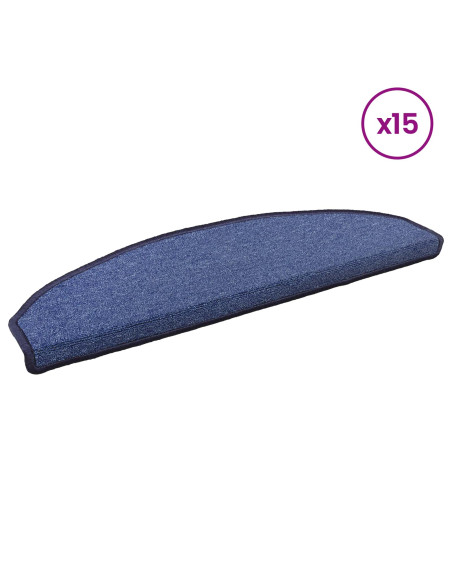 Tappetini per scale autoadesivi 15 pcs Blu 80 x 24,5 x 3,5 cm