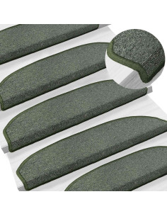 Tappetini per scale autoadesivi 15 pcs Verde Scuro 2