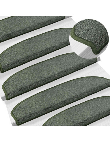 Tappetini per scale autoadesivi 15 pcs Verde Scuro