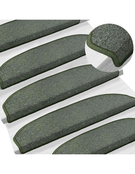 Tappetini per scale autoadesivi 15 pcs Verde Scuro