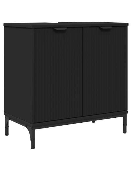 Armadio per Lavabo da Bagno con porta Nero 60,5 x 33,5 x 61 cm