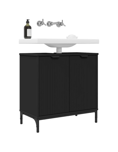 Armadio per Lavabo da Bagno con porta Nero 60,5 x 33,5 x 61 cm