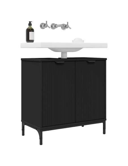 Armadio per Lavabo da Bagno con porta Nero 60,5 x 33,5 x 61 cm