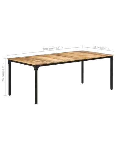 Tavolo da Pranzo 200x100x76 cm in Legno di Mango Grezzo