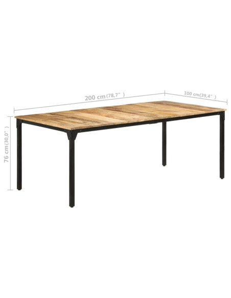 Tavolo da Pranzo 200x100x76 cm in Legno di Mango Grezzo
