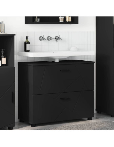 Mobile da Bagno con cassetto con porta Nero 76,5 x 35 x 64 cm
