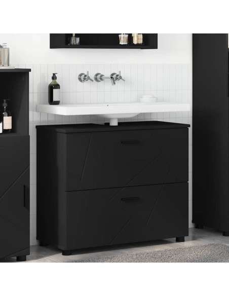 Mobile da Bagno con cassetto con porta Nero 76,5 x 35 x 64 cm