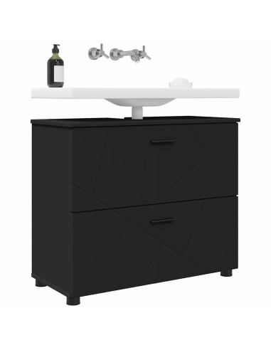 Mobile da Bagno con cassetto con porta Nero 76,5 x 35 x 64 cm