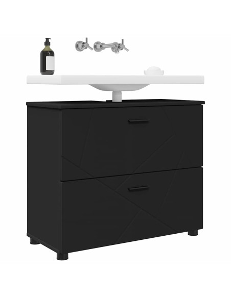 Mobile da Bagno con cassetto con porta Nero 76,5 x 35 x 64 cm