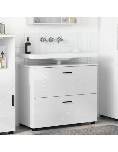 Mobile da Bagno con cassetto Bianco Lucido 76,5 x 35 x 64 cm