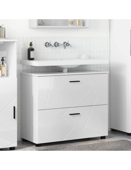 Mobile da Bagno con cassetto Bianco Lucido 76,5 x 35 x 64 cm