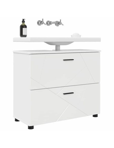 Mobile da Bagno con cassetto Bianco Lucido 76,5 x 35 x 64 cm