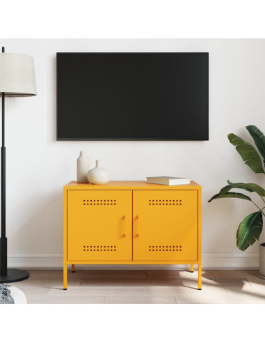 Mobile TV Giallo Senape 68x39x50,5 cm in Acciaio