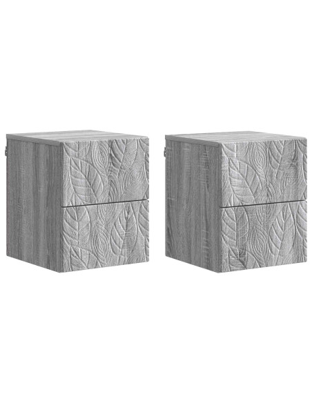 Mobiletto da notte a muro 2 pcs Sonoma grigio 34,5 x 33 x 40 cm