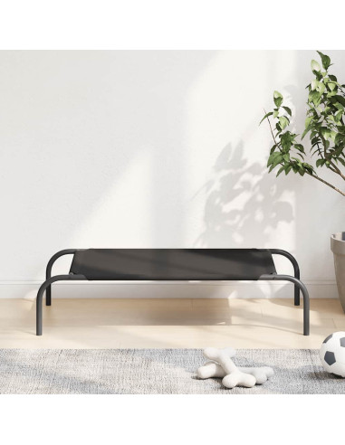 Cuccia per Cani Rialzata Nera 90x50x20 cm Tela Oxford e Acciaio