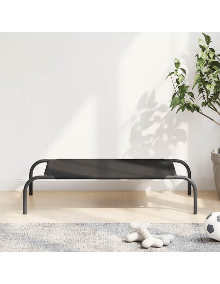 Cuccia per Cani Rialzata Nera 90x50x20 cm Tela Oxford e Acciaio