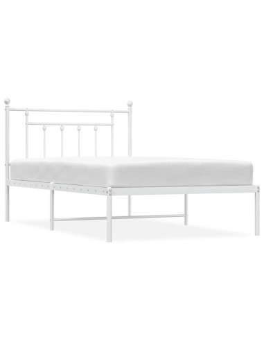 Giroletto con Testiera Metallo Bianco 100x200 cm