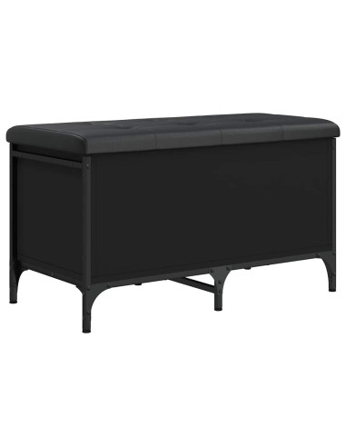 Panca Portaoggetti Nera 82x42x45 cm in Legno Multistrato