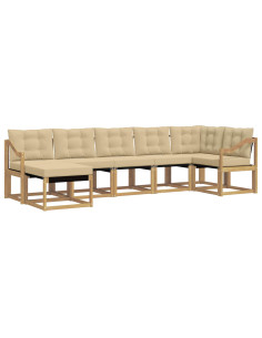 Set di divani da esterno con cuscino 7 pcs Bianco e Beige 2
