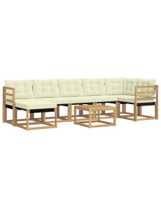 Set di divani da esterno con cuscino 8 pcs Bianco e Crema 2