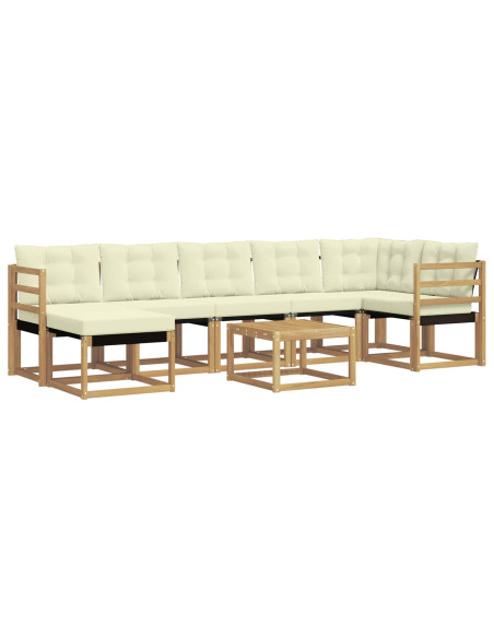 Set di divani da esterno con cuscino 8 pcs Bianco e Crema
