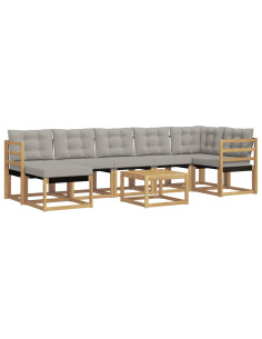 Set di divani da esterno 8 pcs Bianco e Grigio Chiaro 2