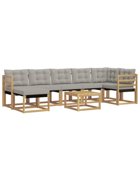 Set di divani da esterno 8 pcs Bianco e Grigio Chiaro