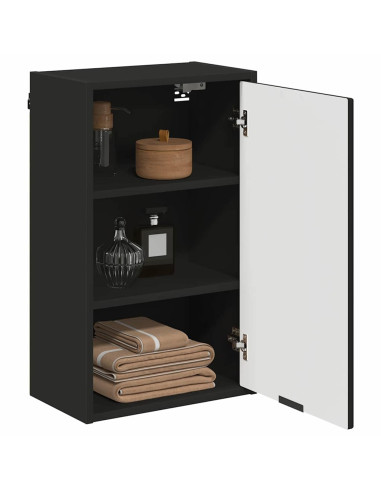Mobile da Bagno Montaggio a parete Nero 39 x 23,5 x 65 cm