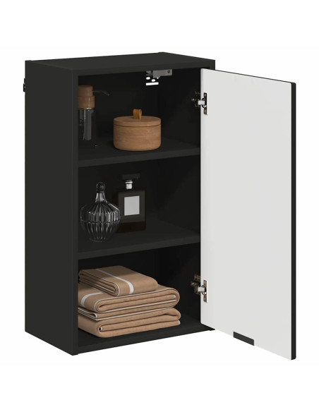 Mobile da Bagno Montaggio a parete Nero 39 x 23,5 x 65 cm