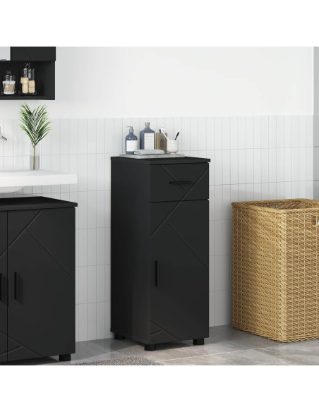 Mobile da Bagno con cassetto con porta Nero 30 x 35 x 80 cm
