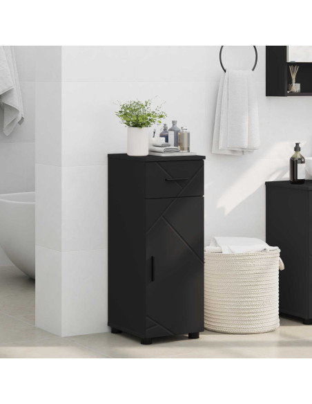 Mobile da Bagno con cassetto con porta Nero 30 x 35 x 80 cm
