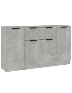 Credenze 3 pz Grigio Cemento in Legno Multistrato