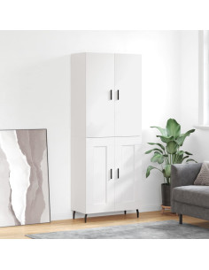 Credenza Bianca 69,5x34x180 cm in Legno Multistrato