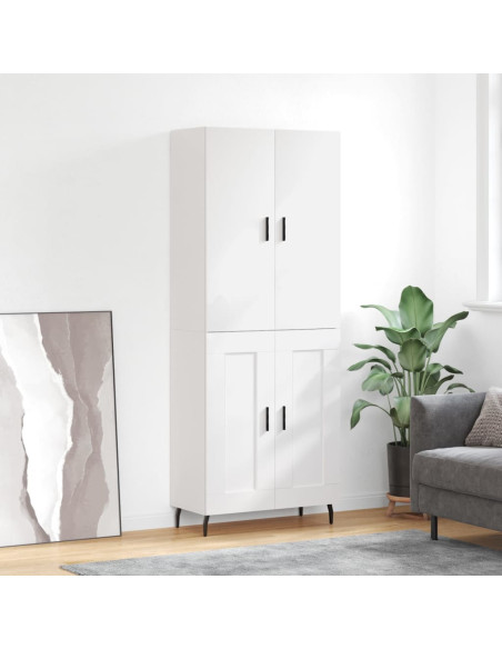 Credenza Bianca 69,5x34x180 cm in Legno Multistrato