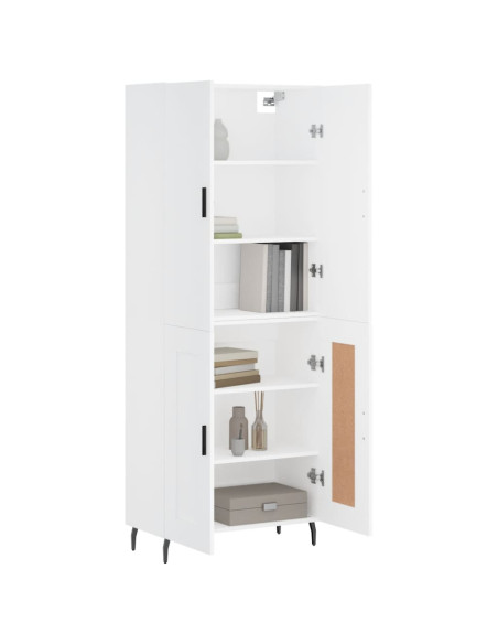 Credenza Bianca 69,5x34x180 cm in Legno Multistrato