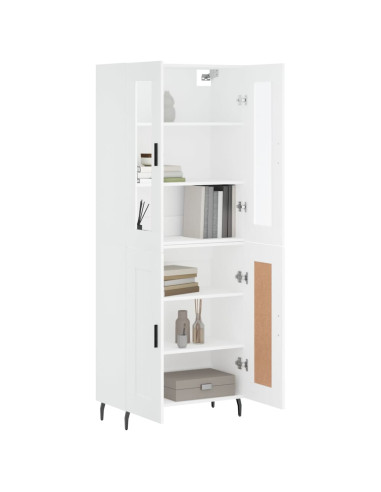 Credenza Bianca 69,5x34x180 cm in Legno Multistrato