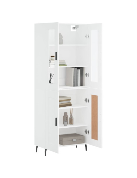 Credenza Bianca 69,5x34x180 cm in Legno Multistrato