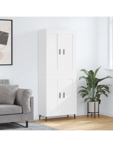 Credenza Bianca 69,5x34x180 cm in Legno Multistrato