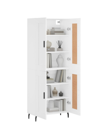 Credenza Bianca 69,5x34x180 cm in Legno Multistrato