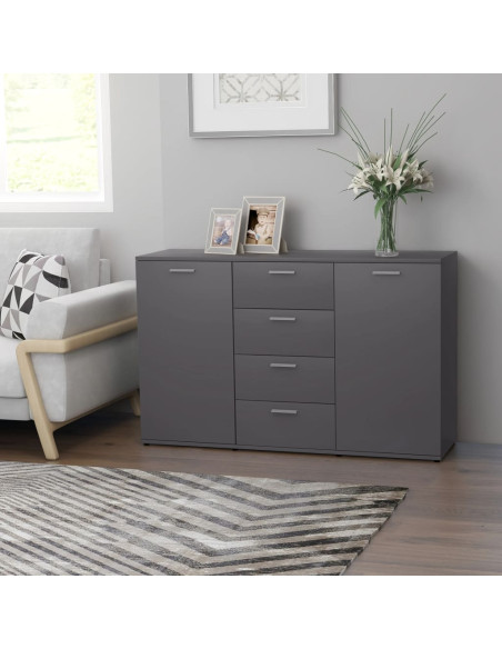 Credenza Grigia 120x35,5x75 cm in Legno Multistrato