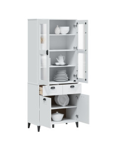Credenza VIKEN Bianca 80x40x190 cm in Legno Massello di Pino