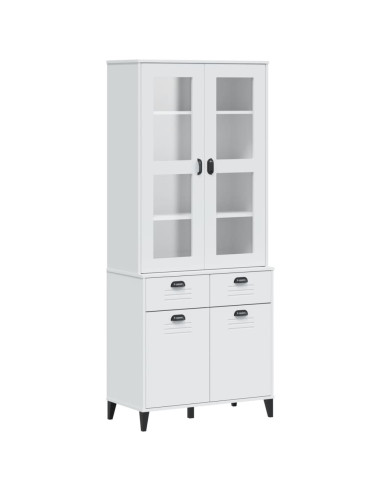 Credenza VIKEN Bianca 80x40x190 cm in Legno Massello di Pino