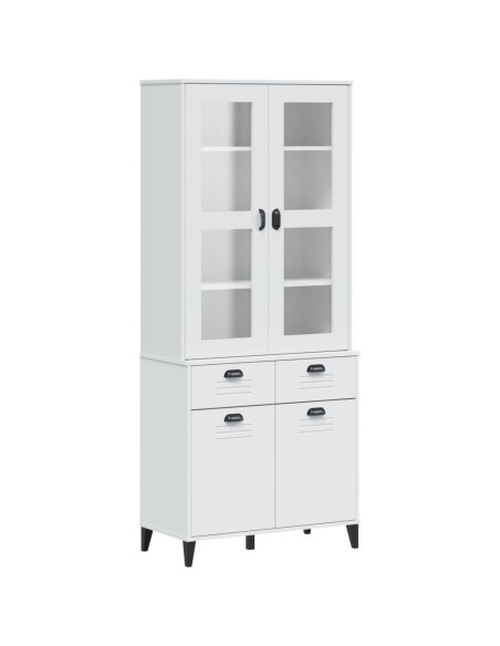 Credenza VIKEN Bianca 80x40x190 cm in Legno Massello di Pino