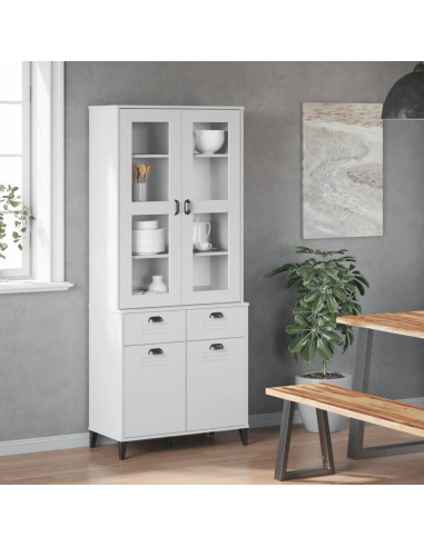 Credenza VIKEN Bianca 80x40x190 cm in Legno Massello di Pino