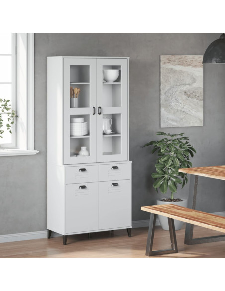 Credenza VIKEN Bianca 80x40x190 cm in Legno Massello di Pino