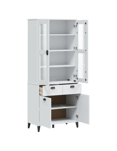 Credenza VIKEN Bianca 80x40x190 cm in Legno Massello di Pino